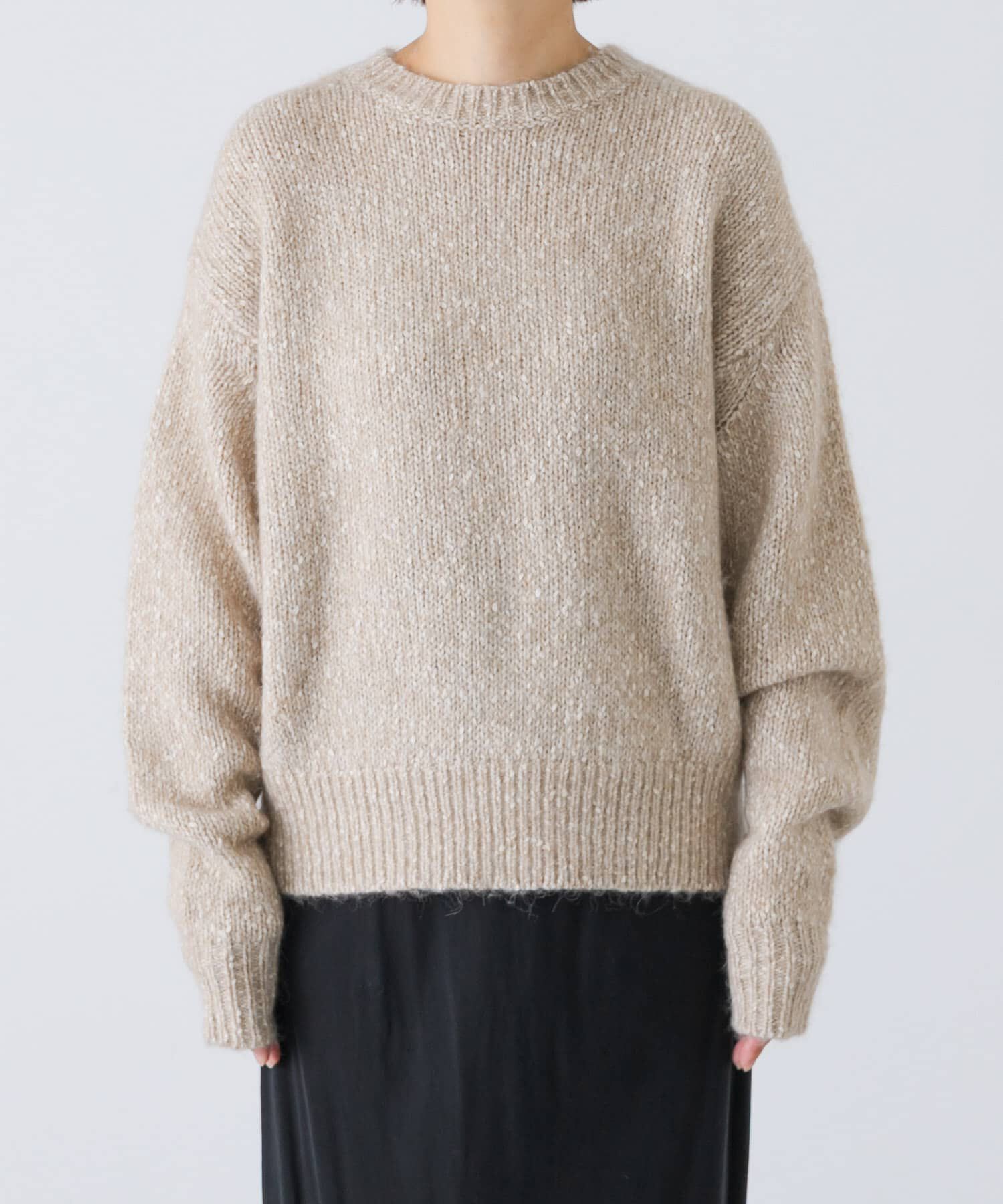かぐれ「コットンアルパカクルーネックニット」|ニット・セーター|