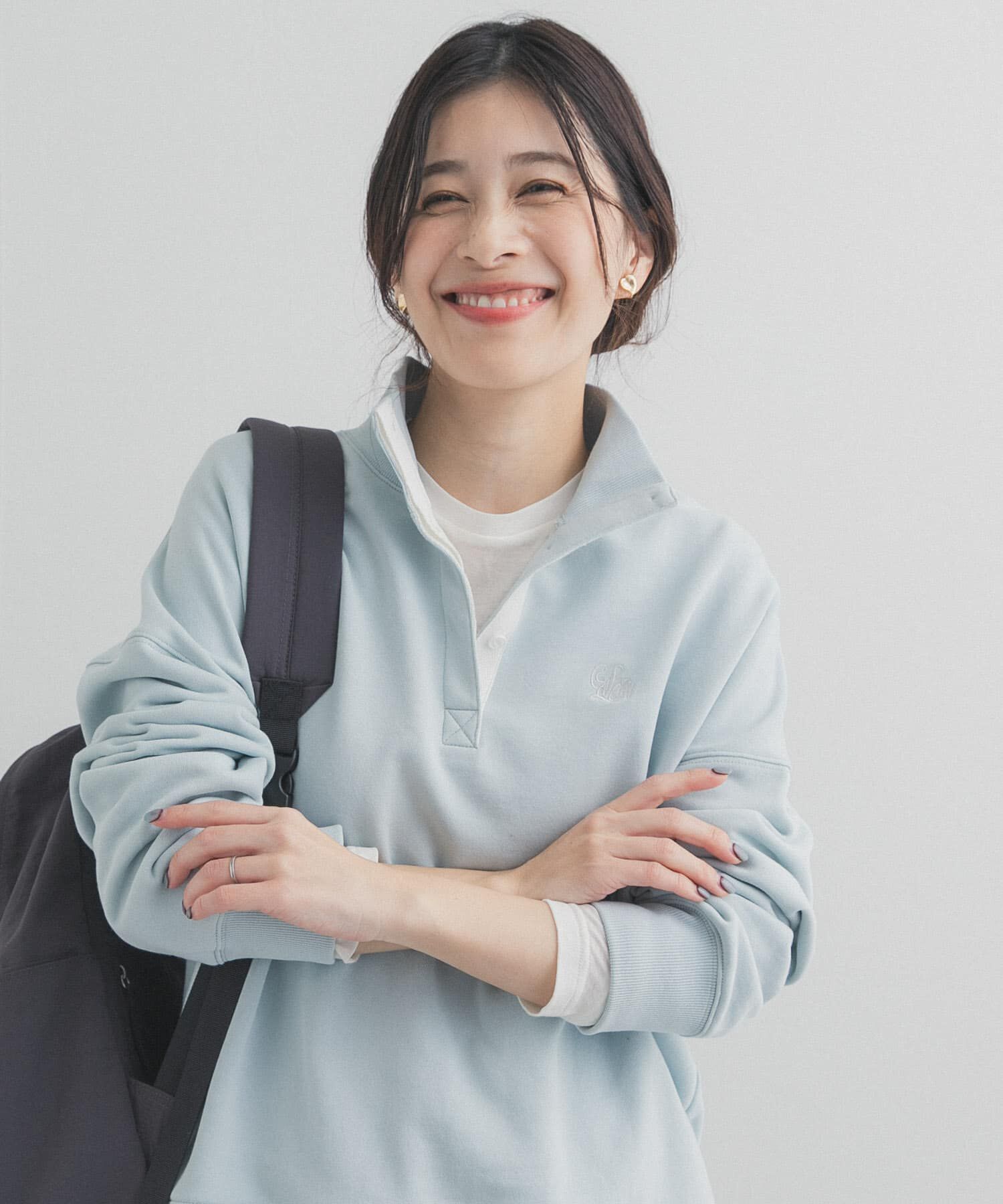 URBAN RESEARCH DOORS「刺繍スタンドカラースウェット」|スウェット・ジャージ|ライトブルー