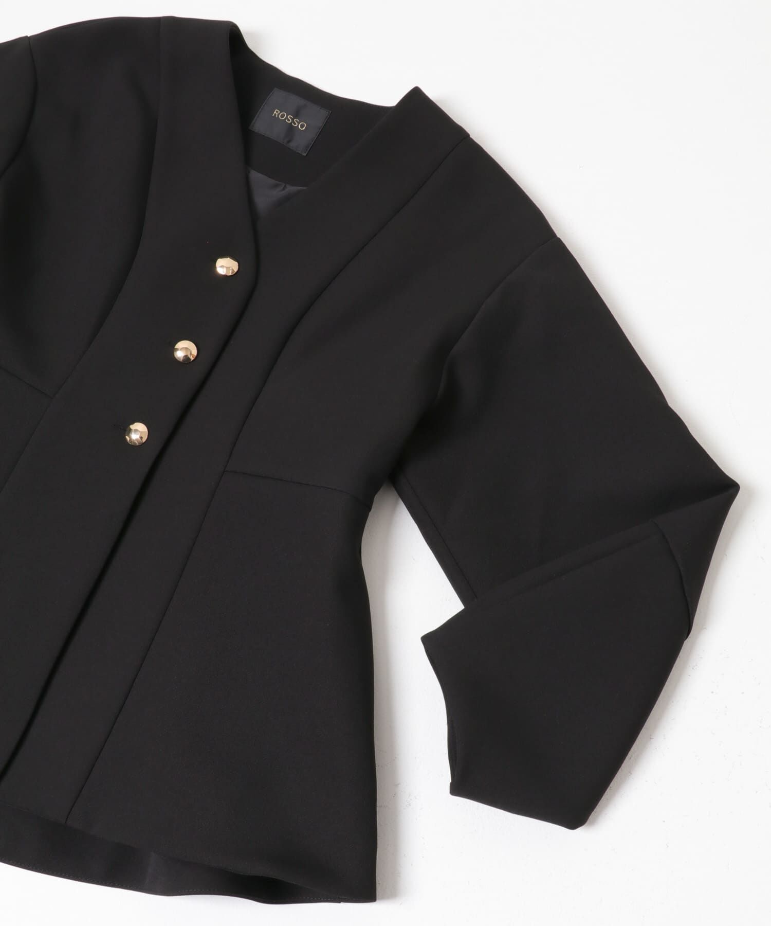 URBAN RESEARCH ROSSO「『WEB限定』デザインボタンペプラムツイルジャケット」|ノーカラージャケット|