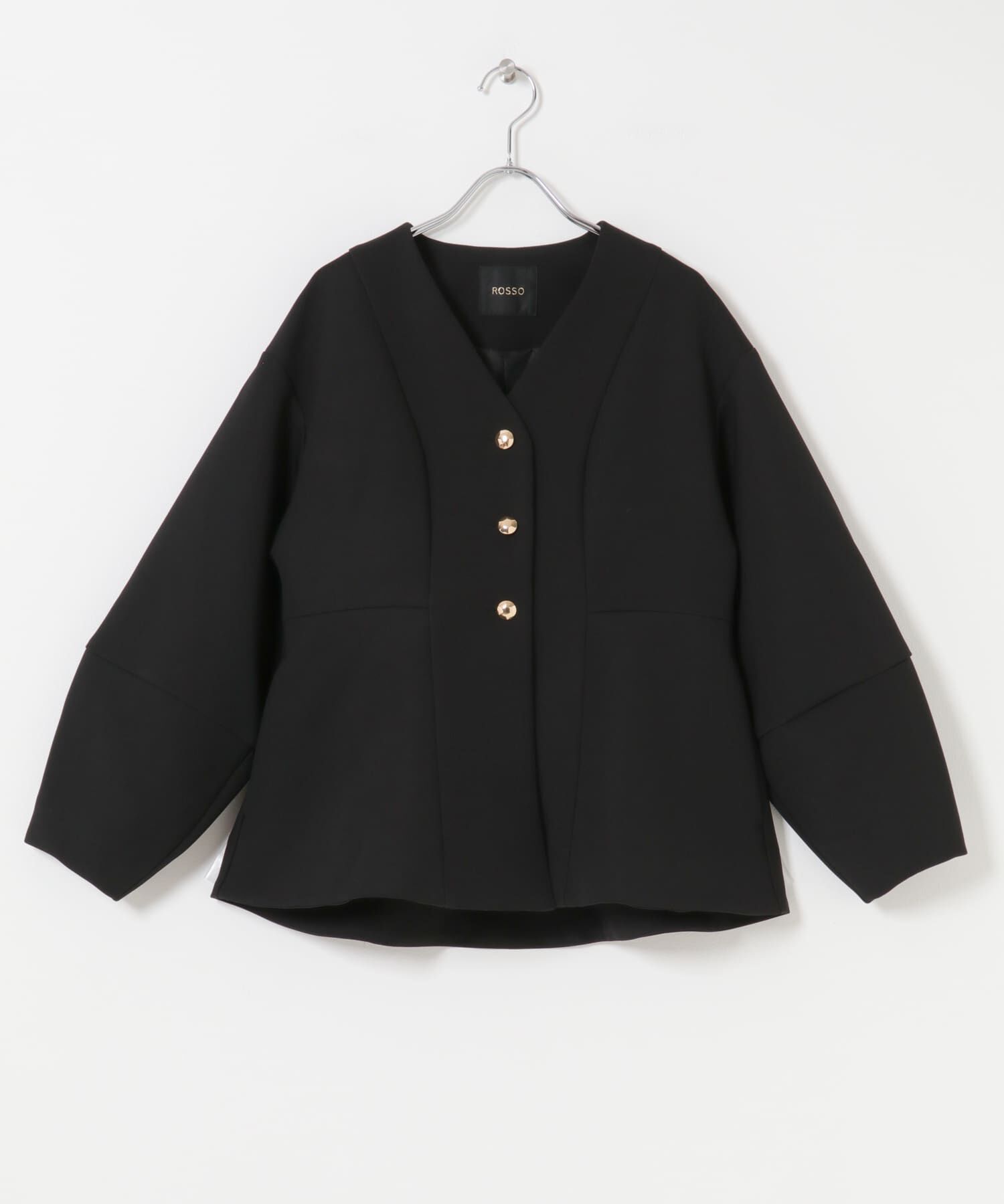 URBAN RESEARCH ROSSO「『WEB限定』デザインボタンペプラムツイルジャケット」|ノーカラージャケット|