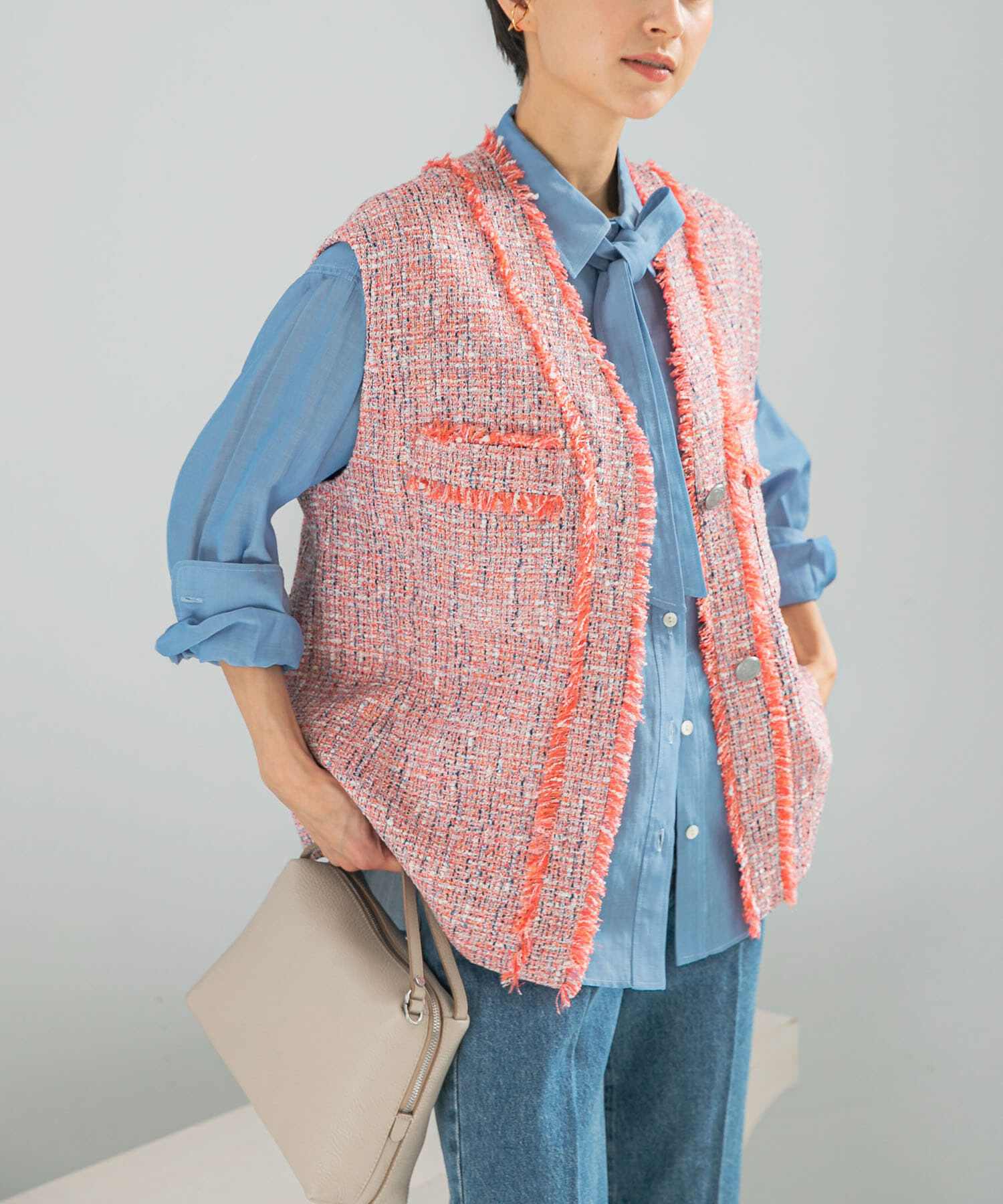 URBAN RESEARCH ROSSO「タイ付デニムライクシアーシャツ」|シャツ・ブラウス|