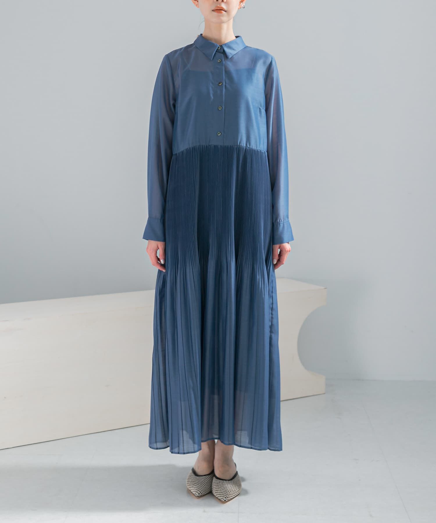 URBAN RESEARCH ROSSO「プリーツロングシャツワンピース」|ワンピース|