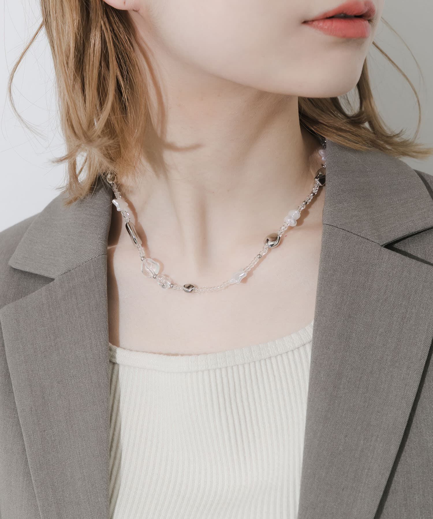 SMELLY「クリアビーズモチーフネックレス」|ネックレス|