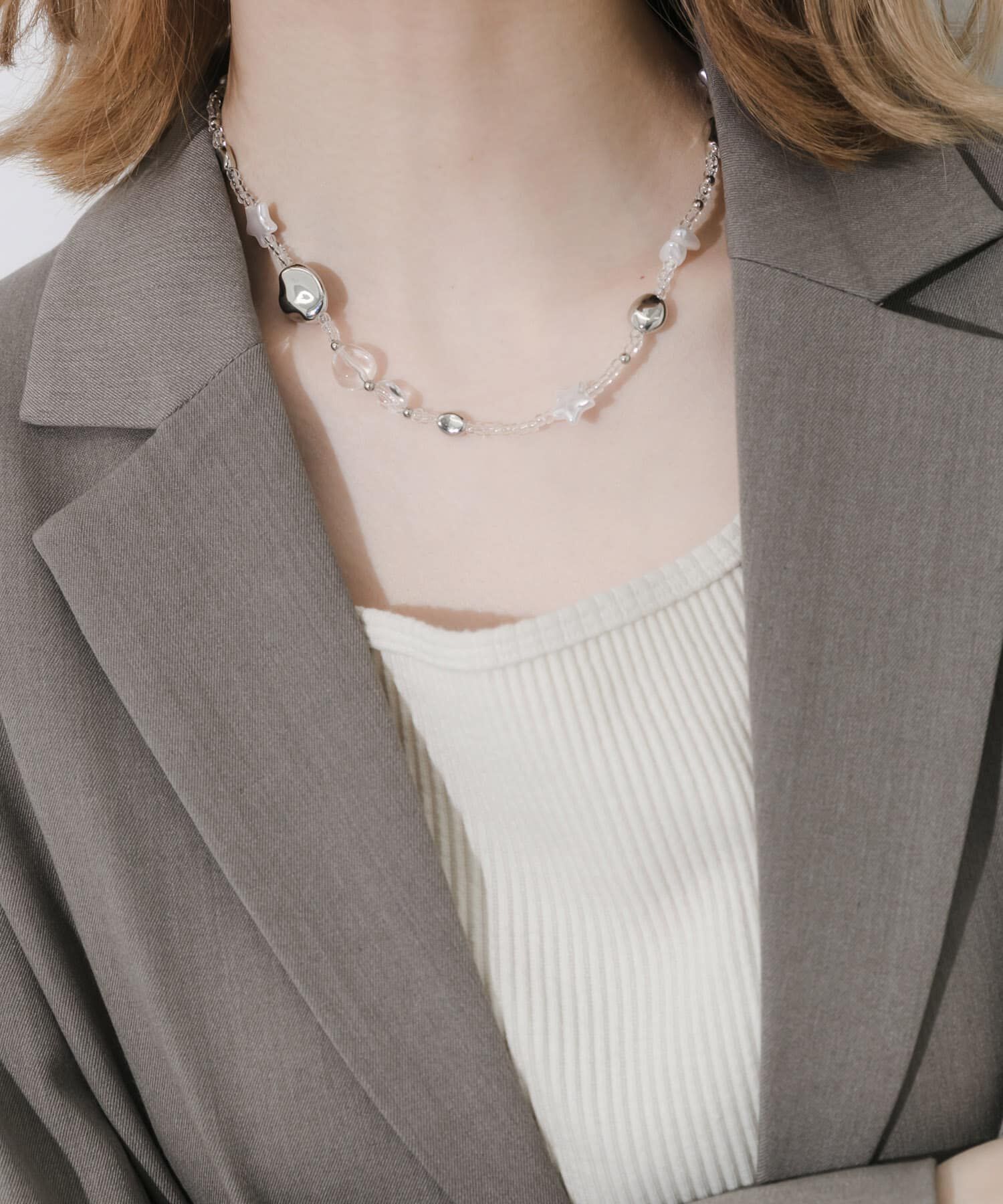 SMELLY「クリアビーズモチーフネックレス」|ネックレス|
