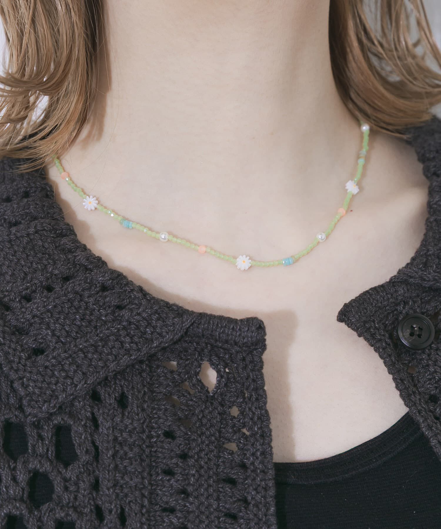 SMELLY「フラワーモチーフカラフルビーズネックレス」|ネックレス|