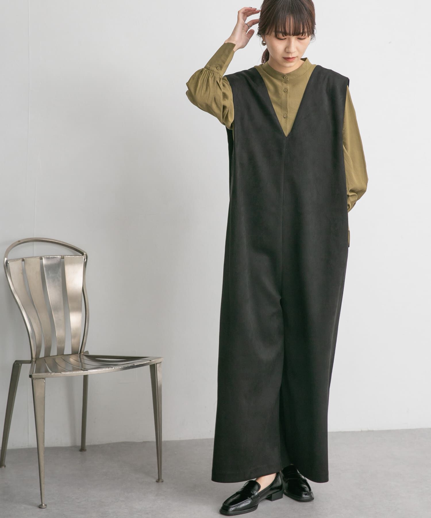  「ショルダータックスエードサロペット」|スカート|