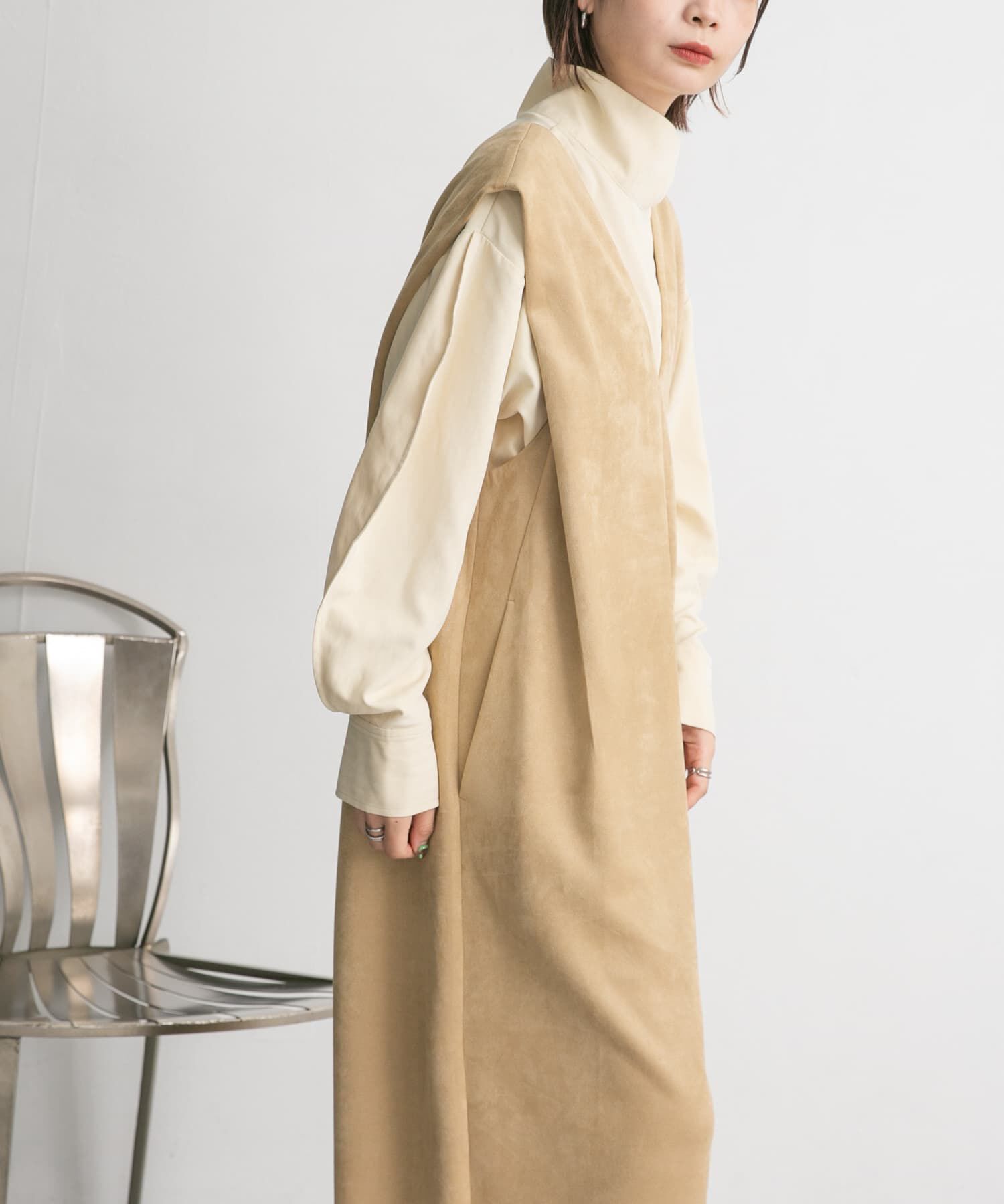  「ショルダータックスエードサロペット」|スカート|