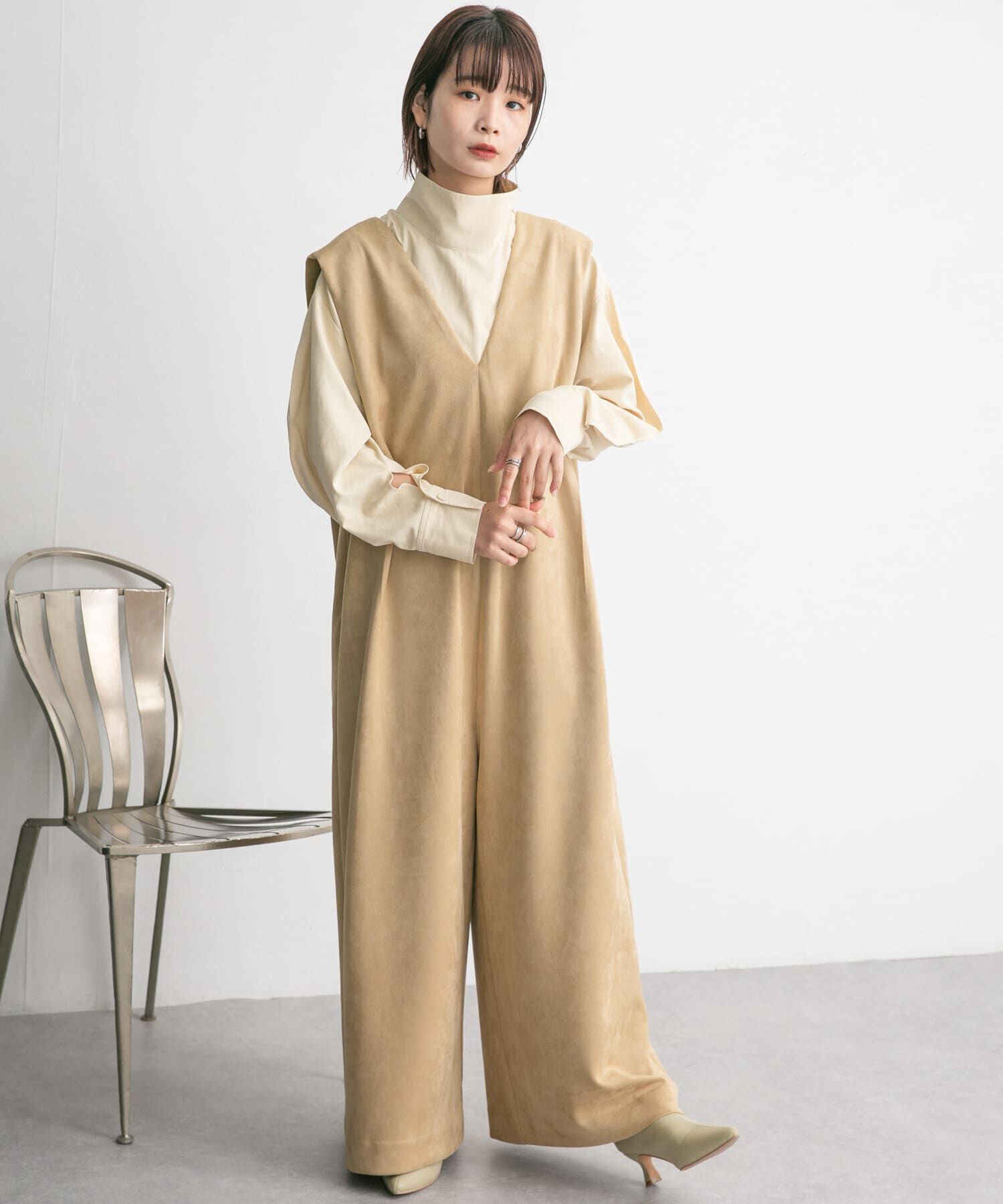  「ショルダータックスエードサロペット」|スカート|