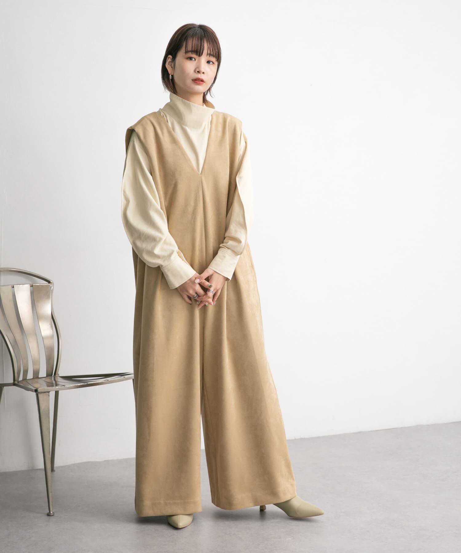  「ショルダータックスエードサロペット」|スカート|