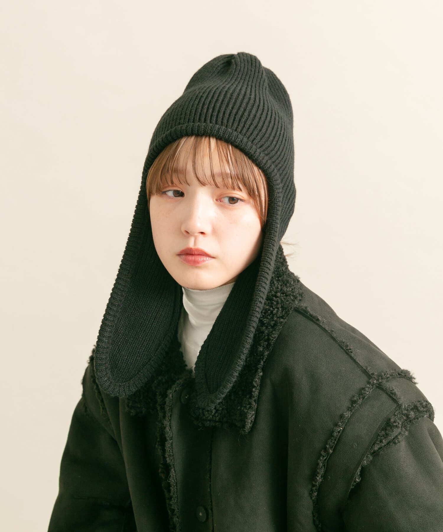  「ロングイヤーフラップニットキャップ」|ニット帽|