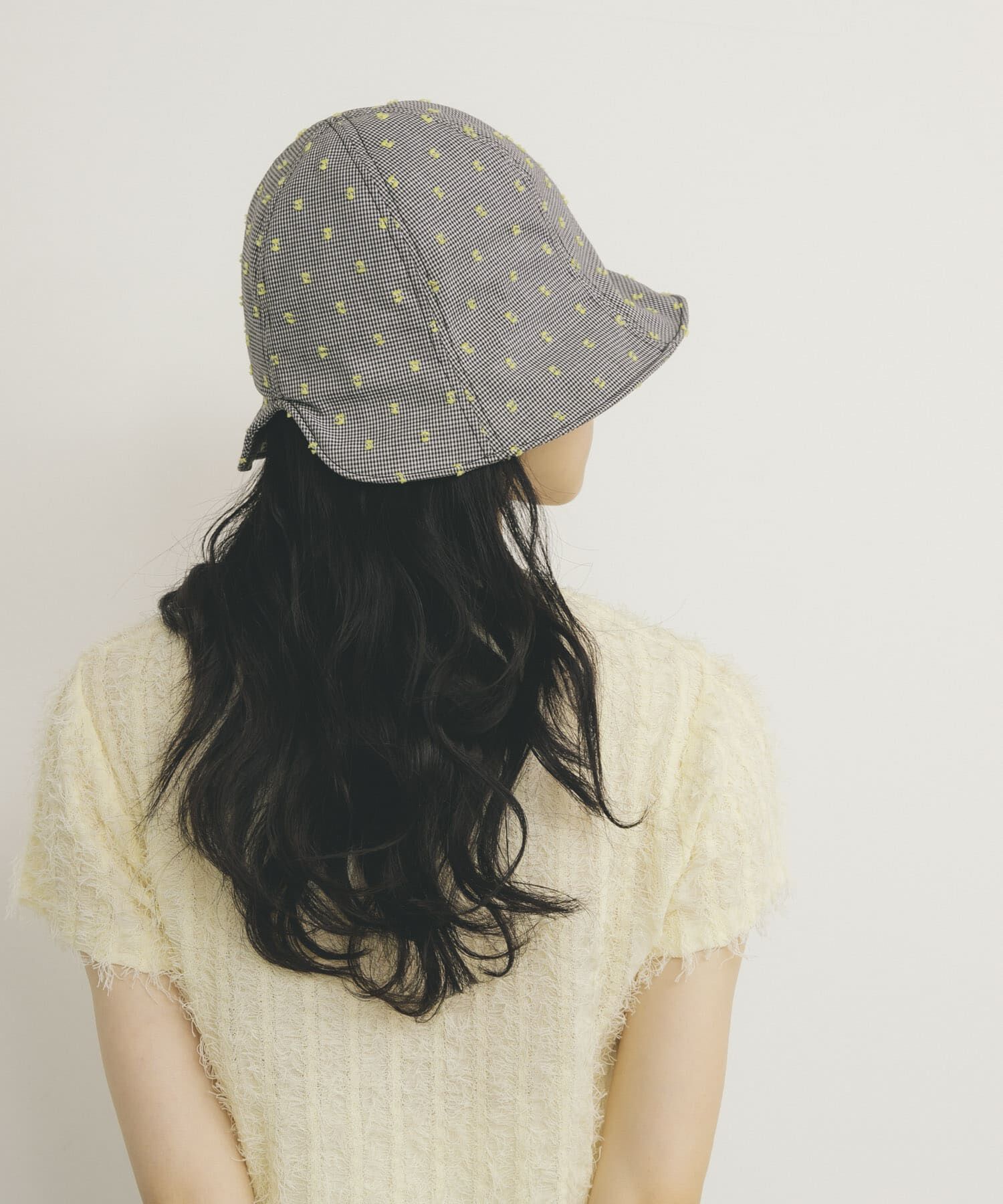  「刺繍チェックチューリップHAT」|ハット|ブラック系その他