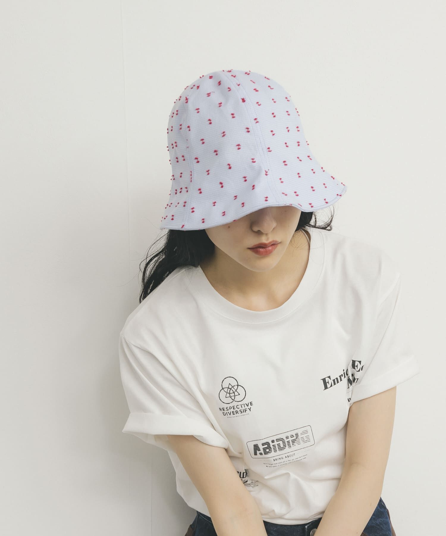  「刺繍チェックチューリップHAT」|ハット|