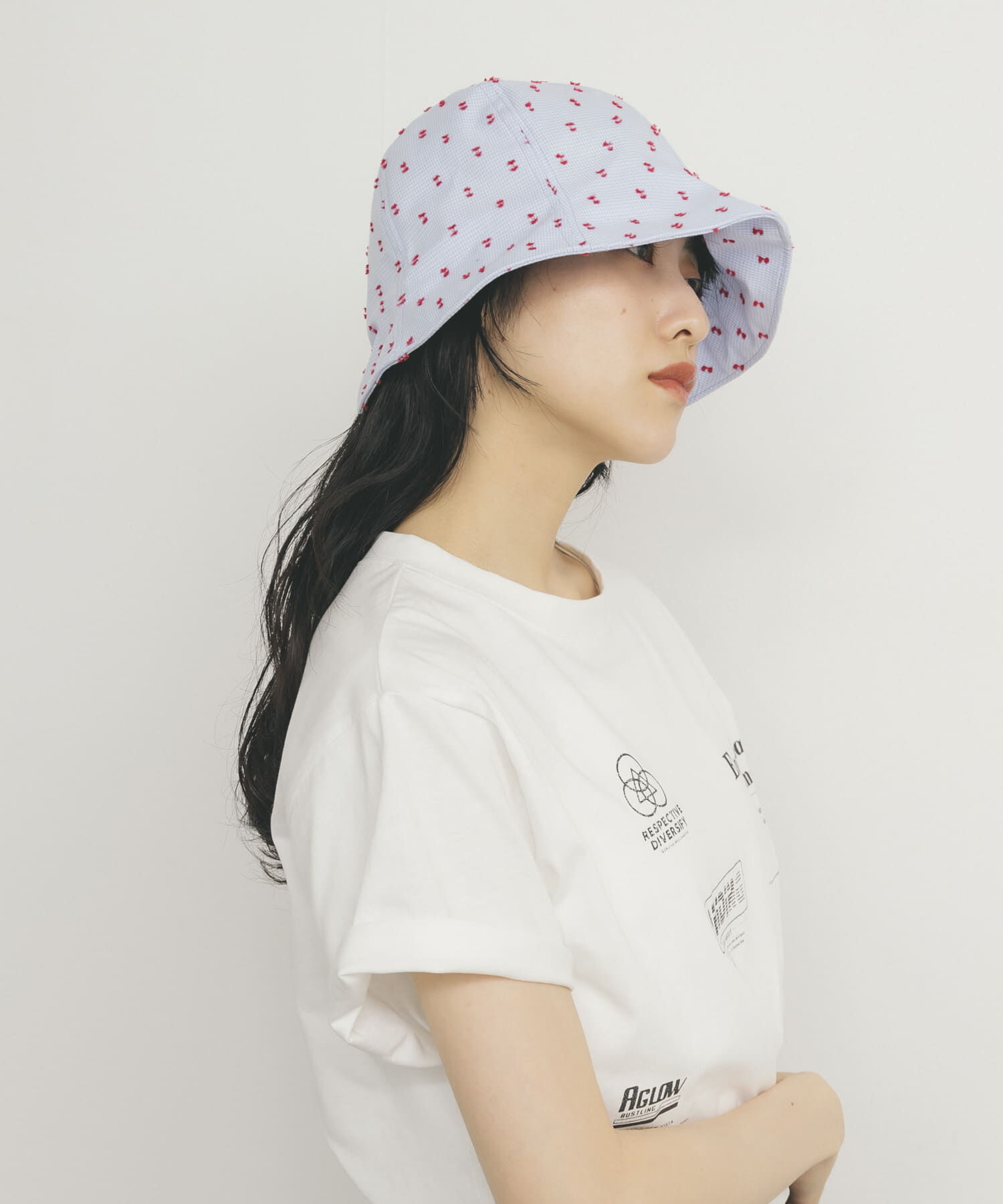  「刺繍チェックチューリップHAT」|ハット|