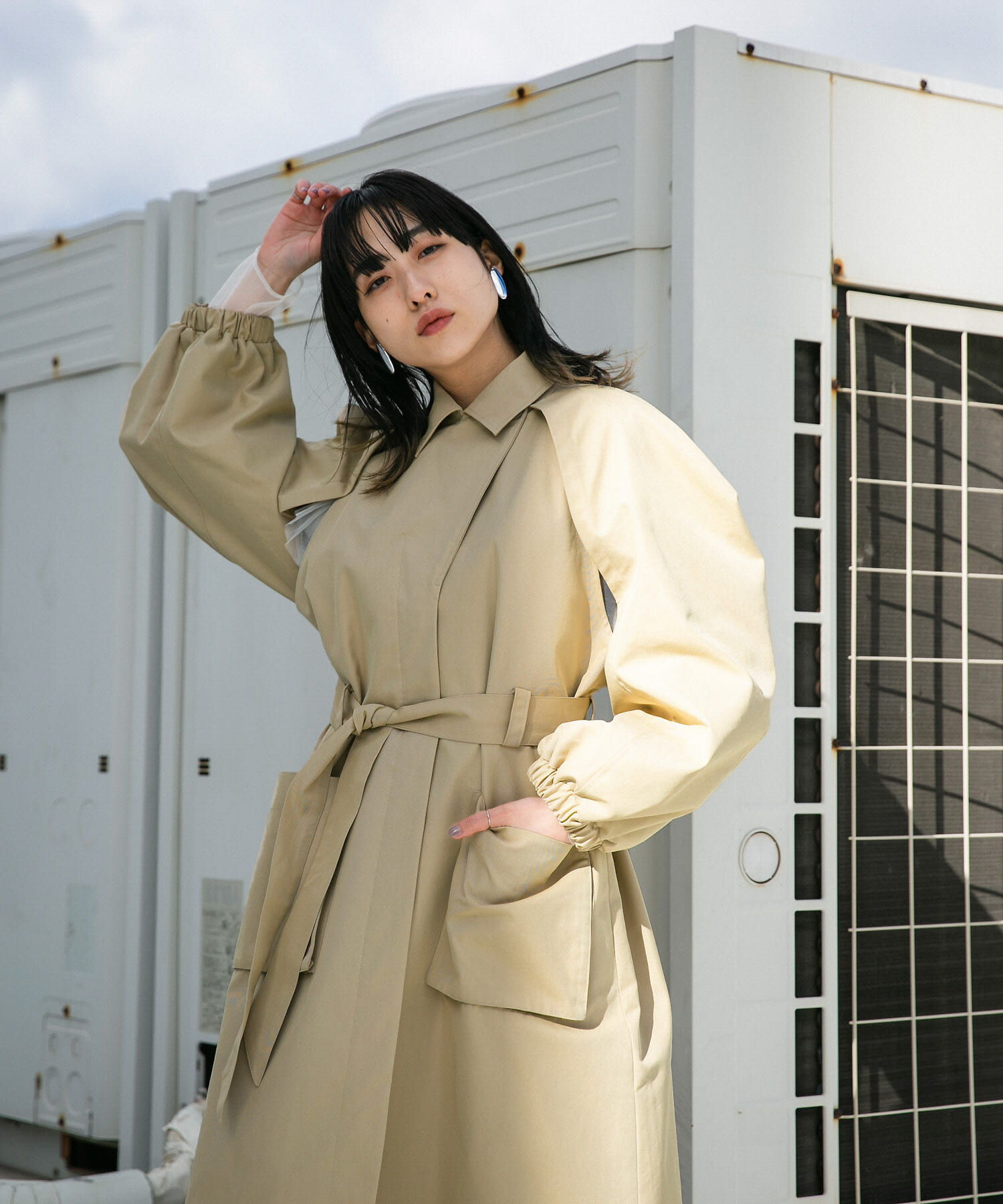  「立体スリーブデザインコート」|トレンチコート|