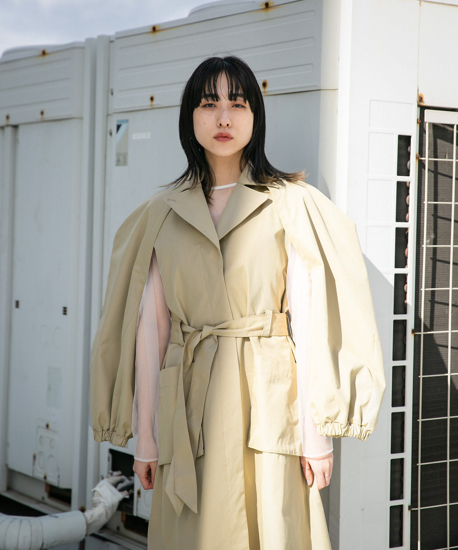  「立体スリーブデザインコート」|トレンチコート|