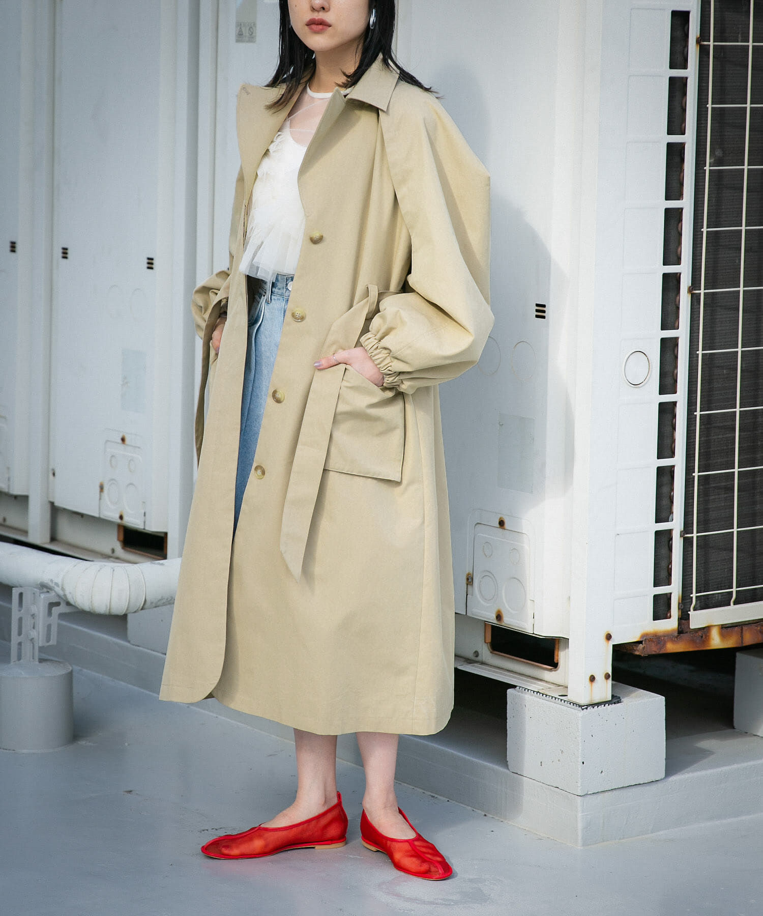  「立体スリーブデザインコート」|トレンチコート|