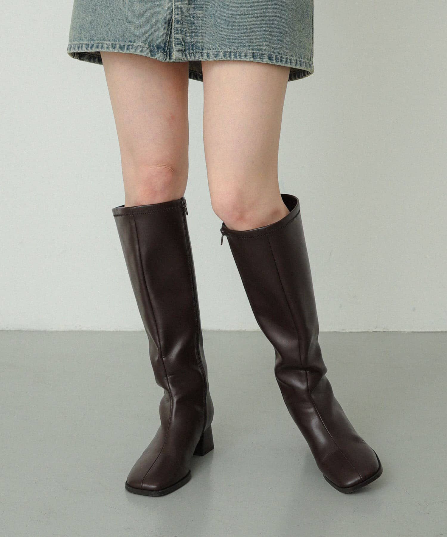 SENSE OF PLACE by URBAN RESEARCH「『消臭』スクエアトゥストレッチロングブーツ」|ショートブーツ|