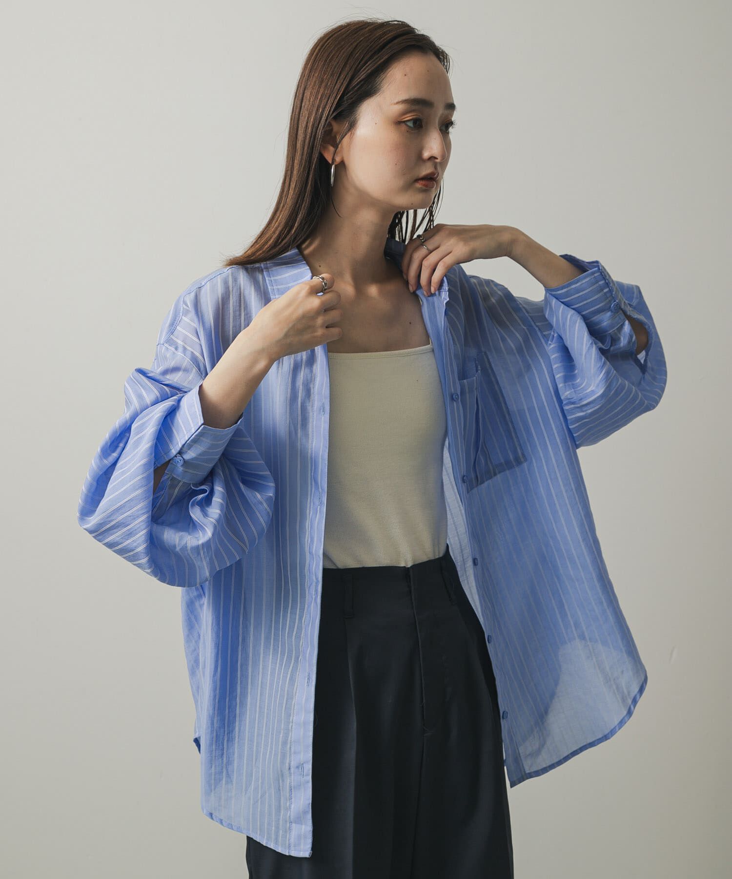 SENSE OF PLACE by URBAN RESEARCH「タックポケットシアーストライプシャツ」|シャツ・ブラウス|