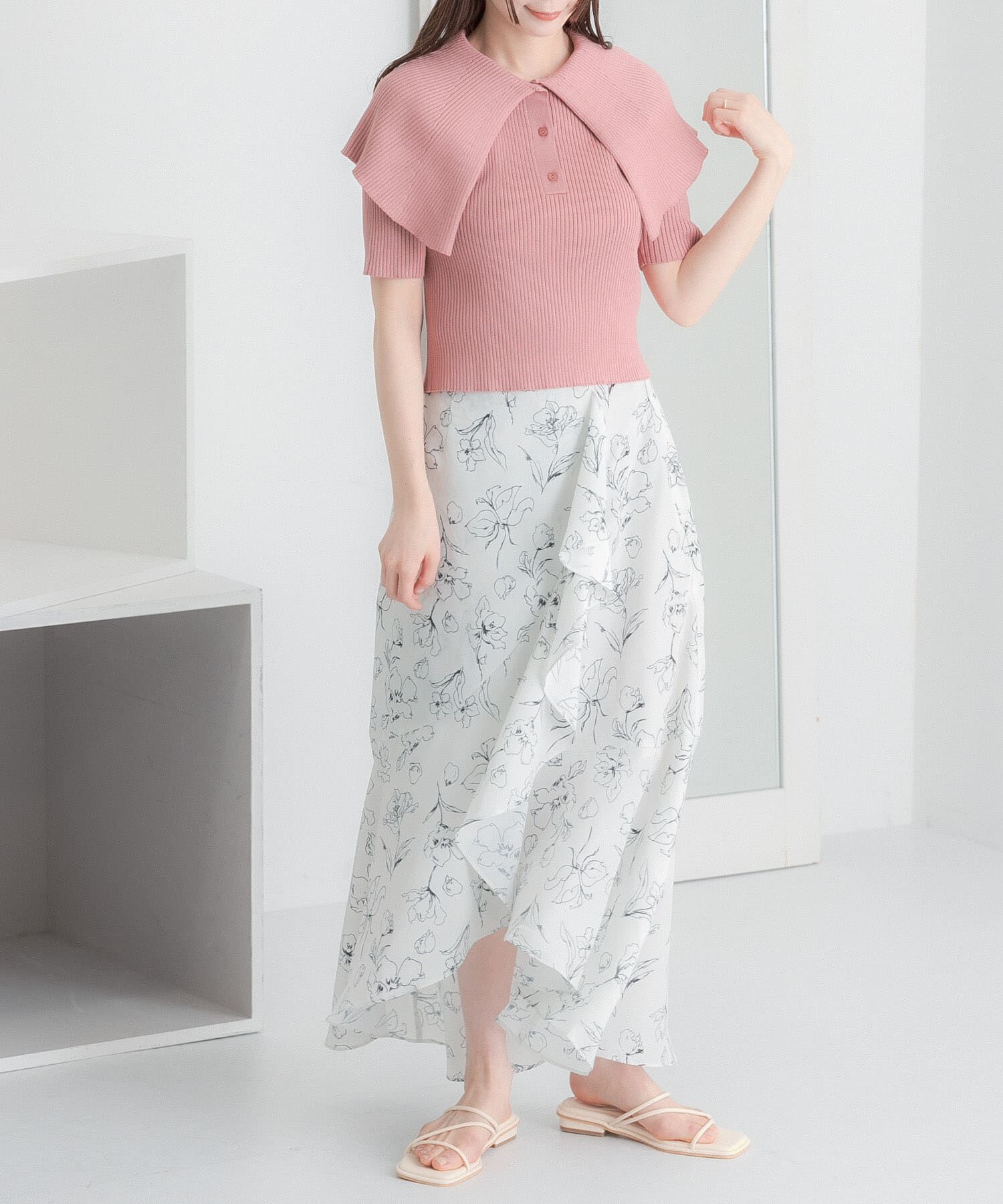 SENSE OF PLACE by URBAN RESEARCH「フラワープリントフリルスカート」|スカート|