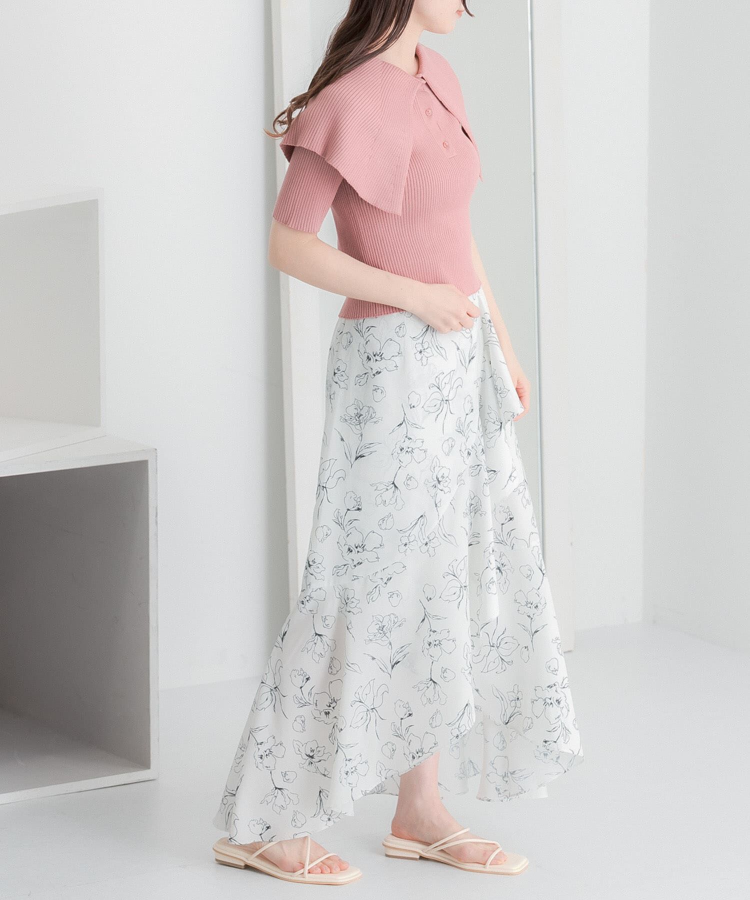 SENSE OF PLACE by URBAN RESEARCH「フラワープリントフリルスカート」|スカート|