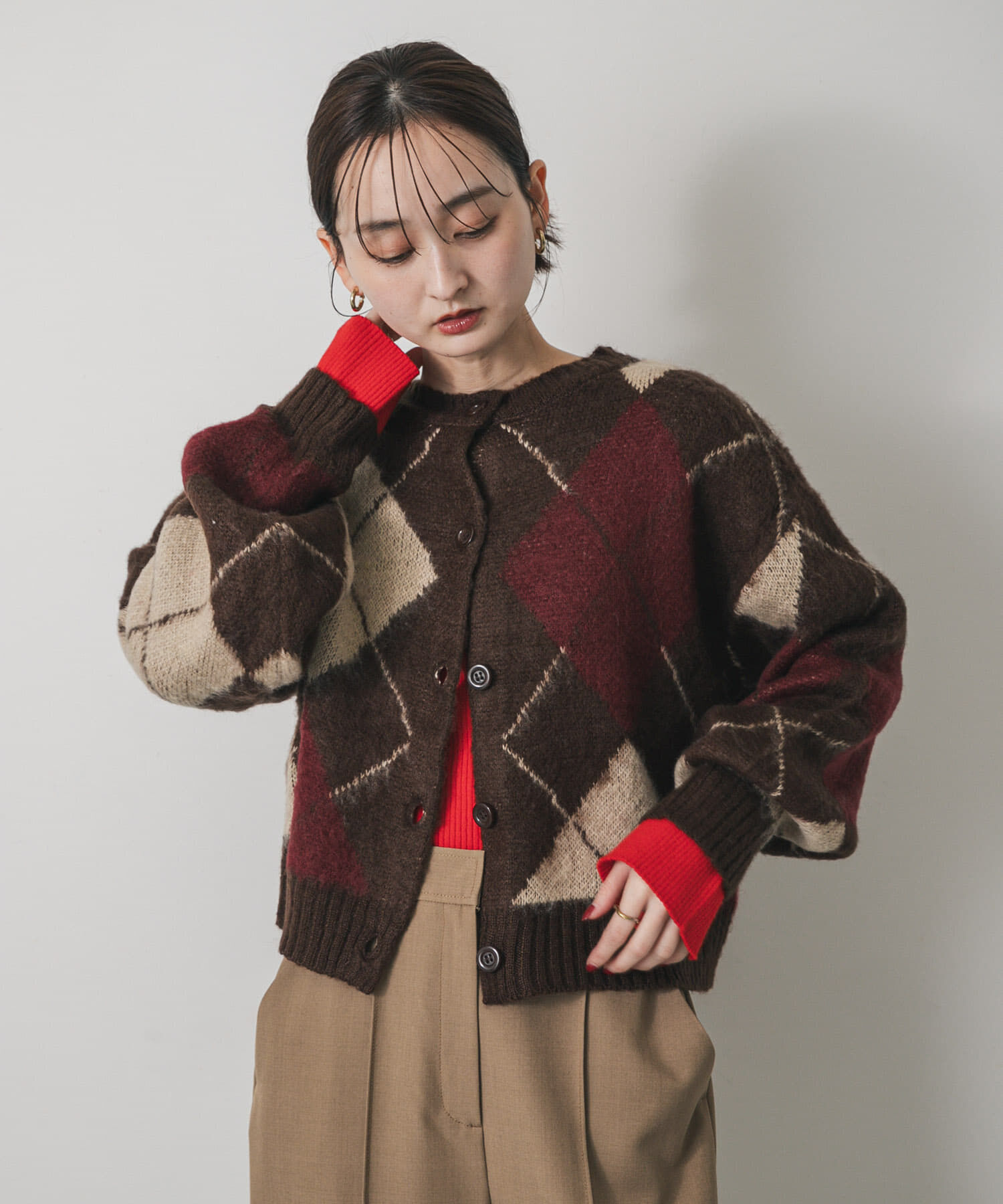 SENSE OF PLACE by URBAN RESEARCH「アーガイルニットカーディガン」|カーディガン|ブラウン