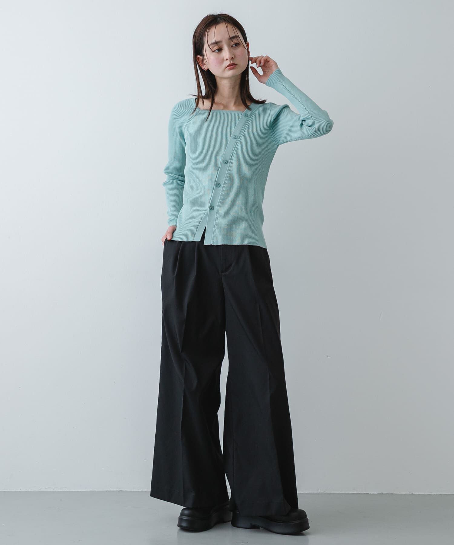 SENSE OF PLACE by URBAN RESEARCH「『洗濯可』アシメデザインリブセーター」|ニット・セーター|