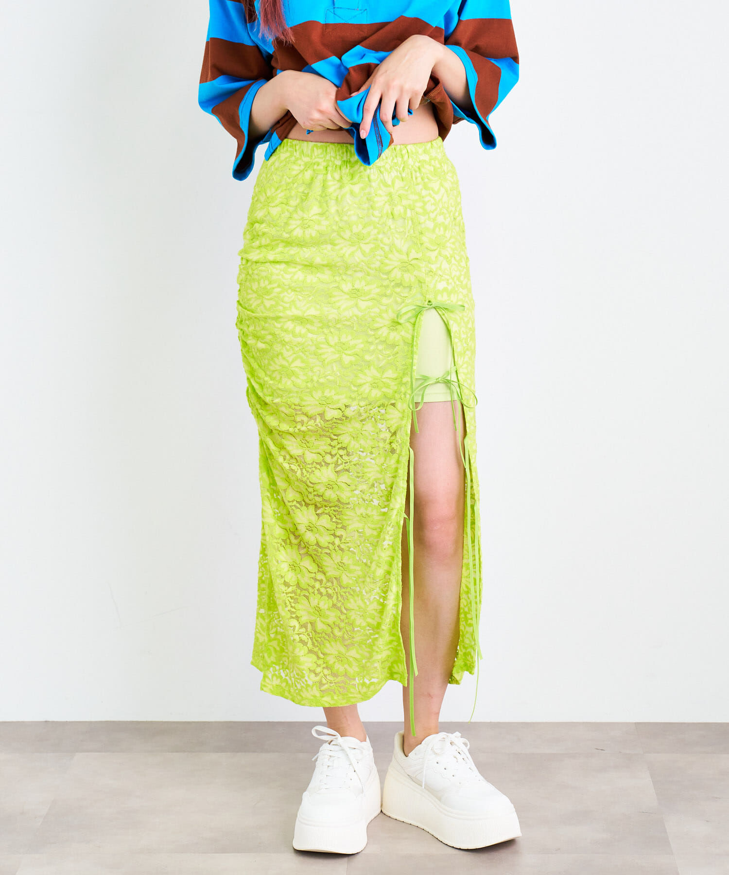 SENSE OF PLACE by URBAN RESEARCH「ANNA SUI NYC　リボンスリットストレッチレーススカート」|スカート|