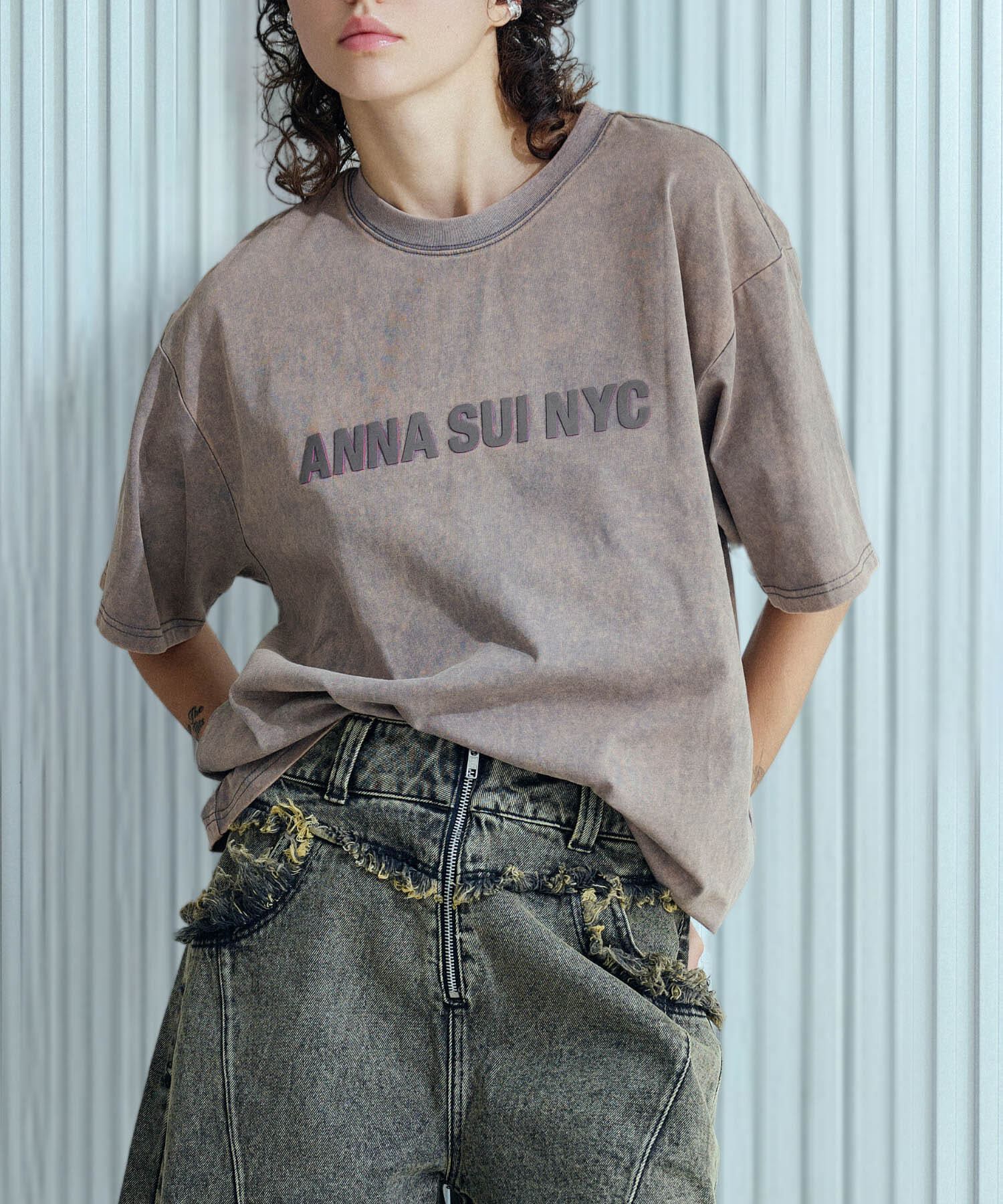 SENSE OF PLACE by URBAN RESEARCH「ANNA SUI NYC　ダブルジェルプリントブリーチTシャツ」|Tシャツ・カットソー|ブラック
