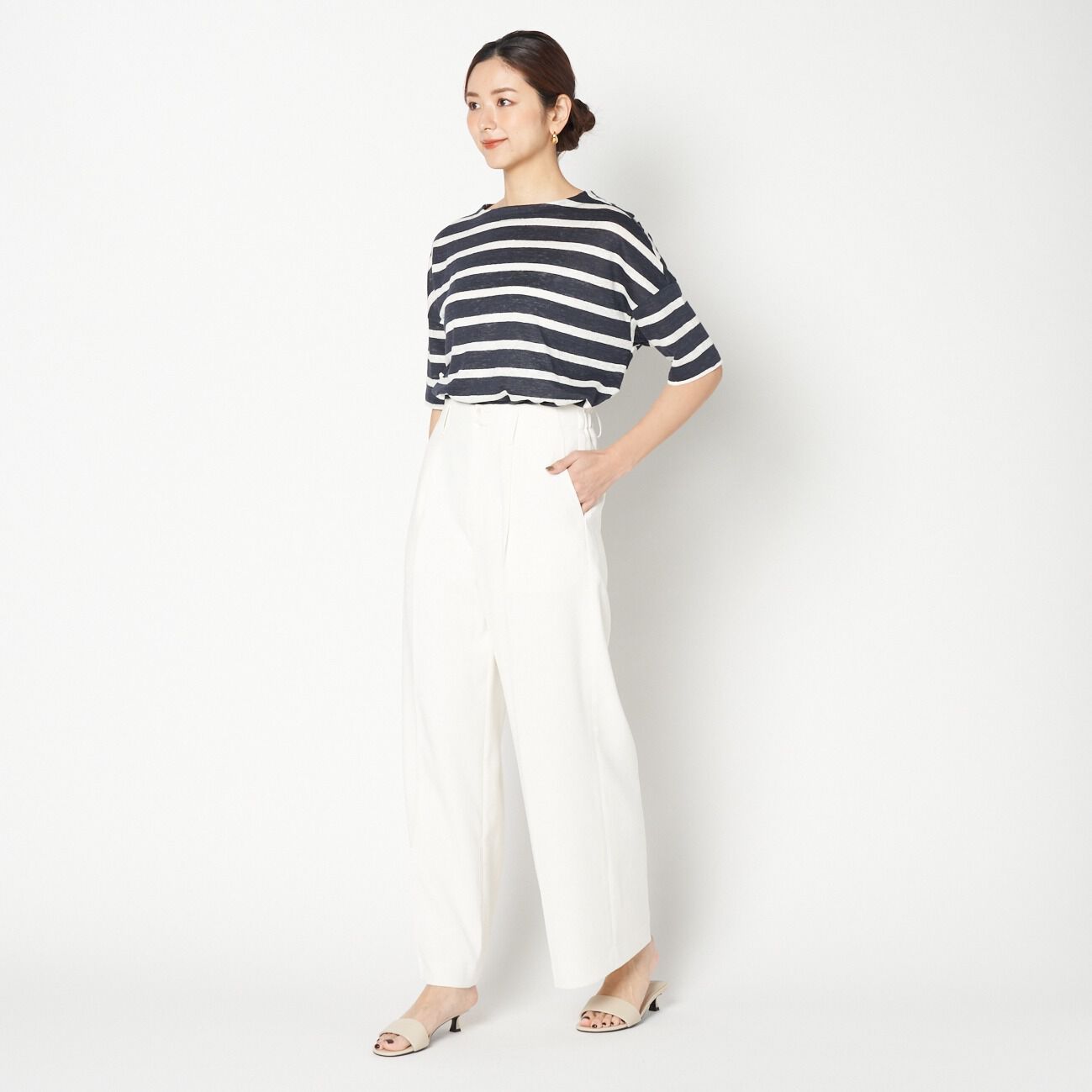 HELIOPOLE「HELIOPOLE FAUX LINEN STRAIGHT PANTS」|チノ|