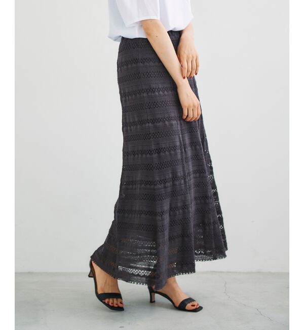 le.coeur blanc「ボーダーレースマーメイドスカート」|スカート|