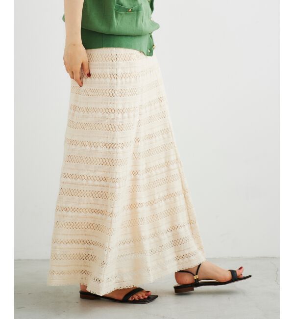 le.coeur blanc「ボーダーレースマーメイドスカート」|スカート|