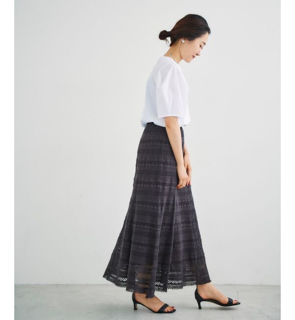 le.coeur blanc「ボーダーレースマーメイドスカート」|スカート|