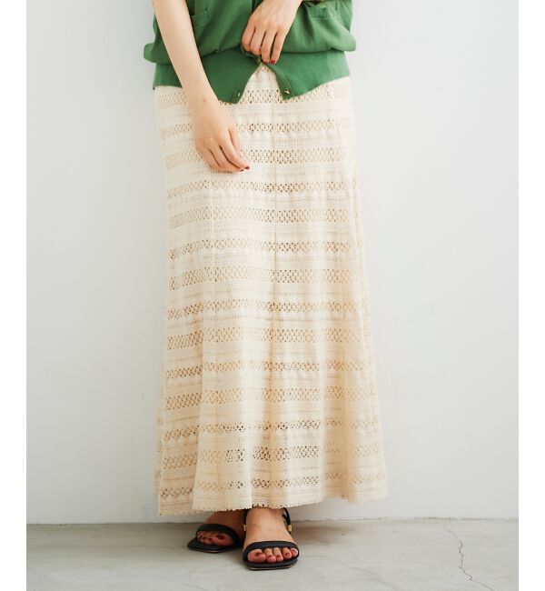le.coeur blanc「ボーダーレースマーメイドスカート」|スカート|