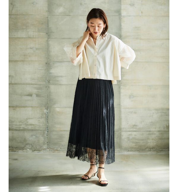 le.coeur blanc「《手洗い可能》レースプリーツロングスカート」|スカート|