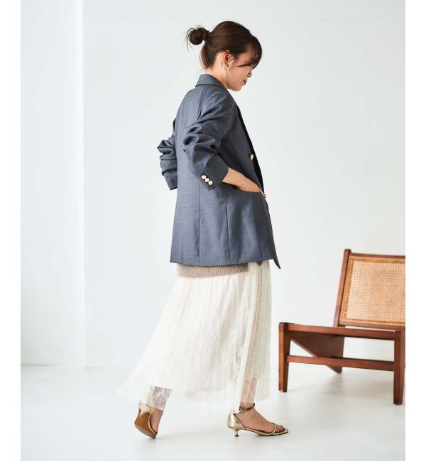 le.coeur blanc「《手洗い可能》レースプリーツロングスカート」|スカート|