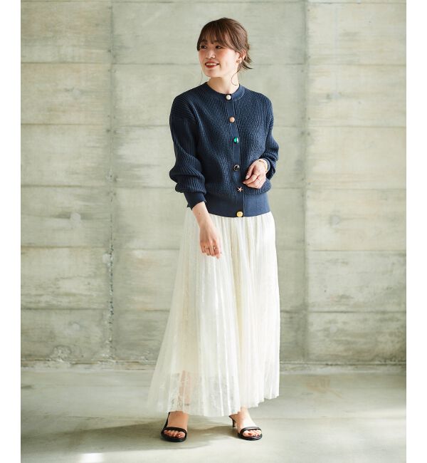 le.coeur blanc「《手洗い可能》レースプリーツロングスカート」|スカート|