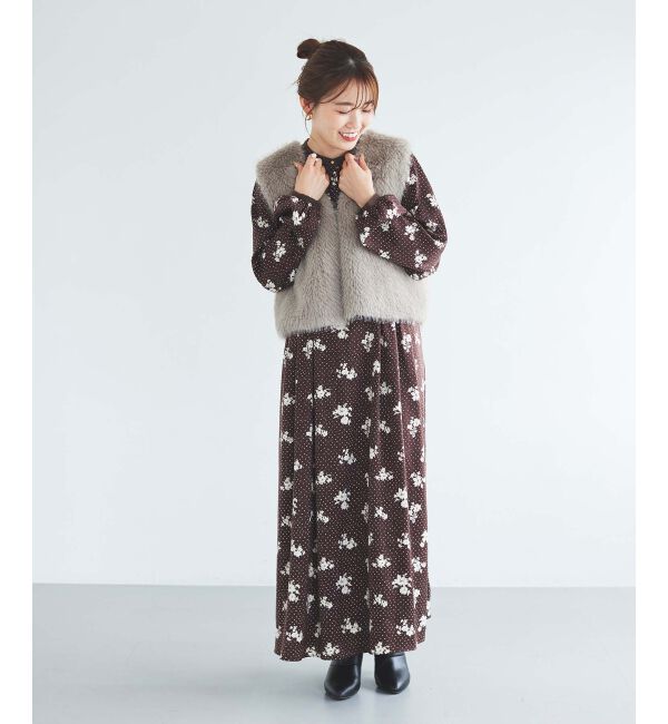 le.coeur blanc「ドット&times;フラワーサテンワンピース」|ワンピース|