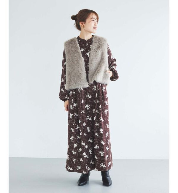 le.coeur blanc「ドット&times;フラワーサテンワンピース」|ワンピース|