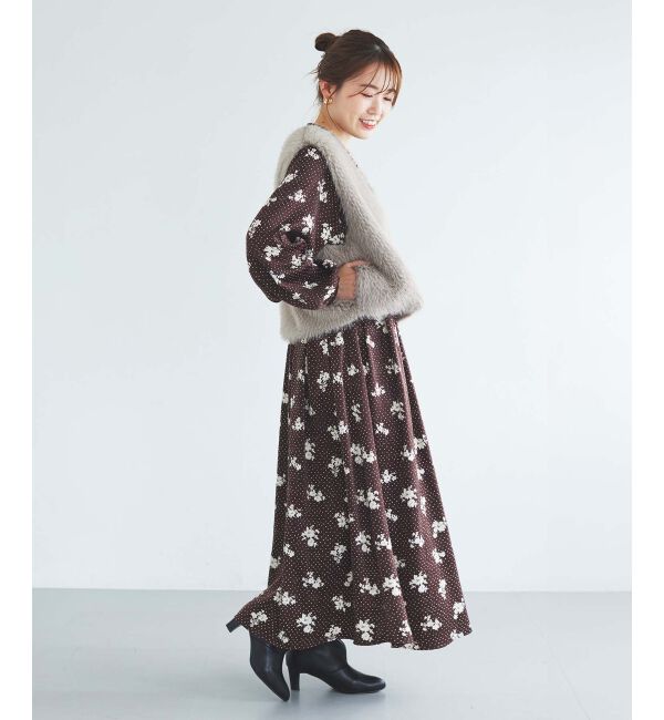 le.coeur blanc「ドット&times;フラワーサテンワンピース」|ワンピース|