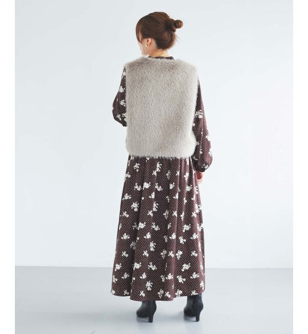 le.coeur blanc「ドット&times;フラワーサテンワンピース」|ワンピース|