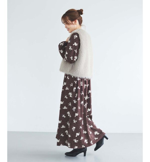 le.coeur blanc「ドット&times;フラワーサテンワンピース」|ワンピース|