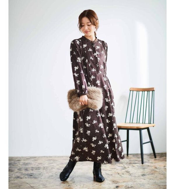 le.coeur blanc「ドット&times;フラワーサテンワンピース」|ワンピース|