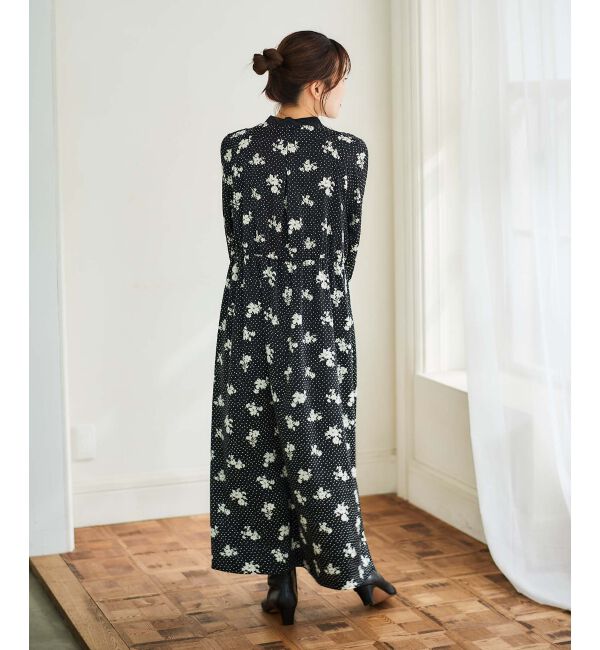 le.coeur blanc「ドット&times;フラワーサテンワンピース」|ワンピース|