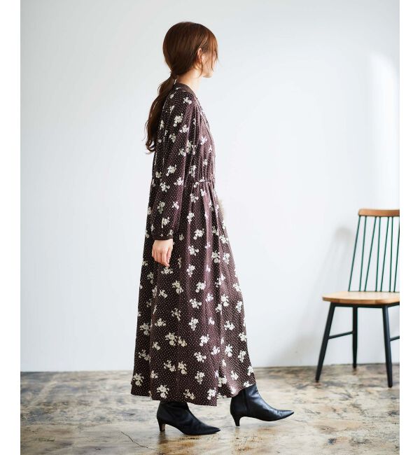 le.coeur blanc「ドット&times;フラワーサテンワンピース」|ワンピース|