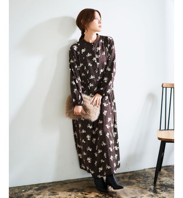 le.coeur blanc「ドット&times;フラワーサテンワンピース」|ワンピース|