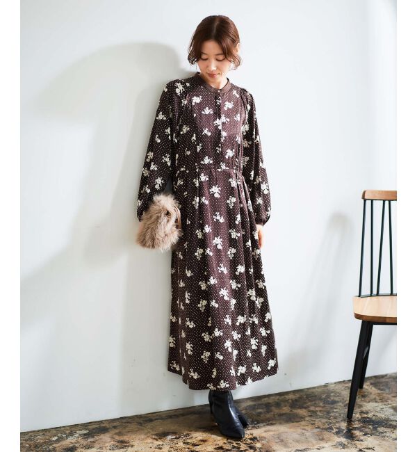 le.coeur blanc「ドット&times;フラワーサテンワンピース」|ワンピース|