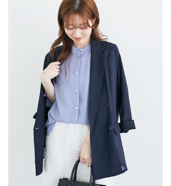  「リネンライクテーラードジャケット」|その他|ネイビー