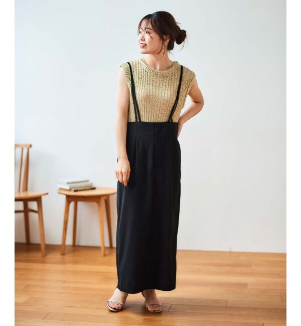 le.coeur blanc「バックリボンサロペットスカート」|ワンピース|