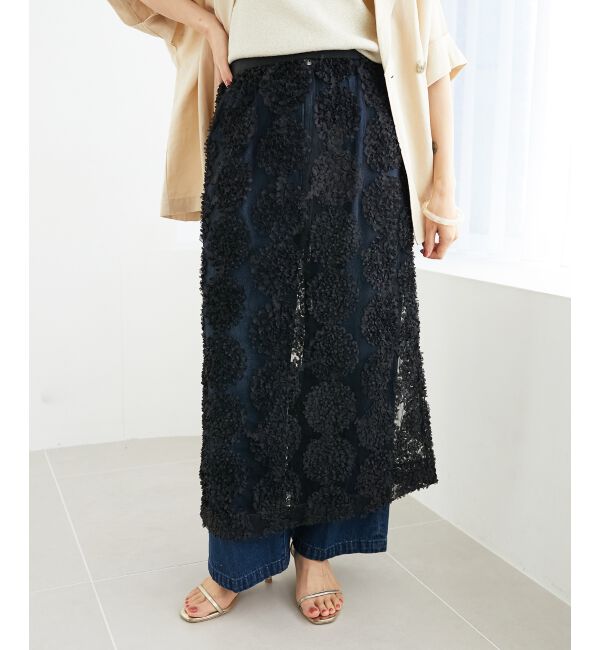  「TORRAZZO DONNAエンブロイダリーレーススカート」|スカート|ブラック