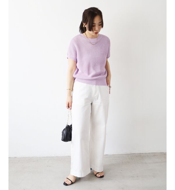  「ペーパーヤーン畦編み2WAYニット」|ニット・セーター|